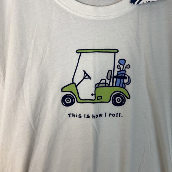 Life Is Good Men Crusher Lite T Shirt Sz XXXL White This Is How I Roll Golf Cart - Picture 3 of 9